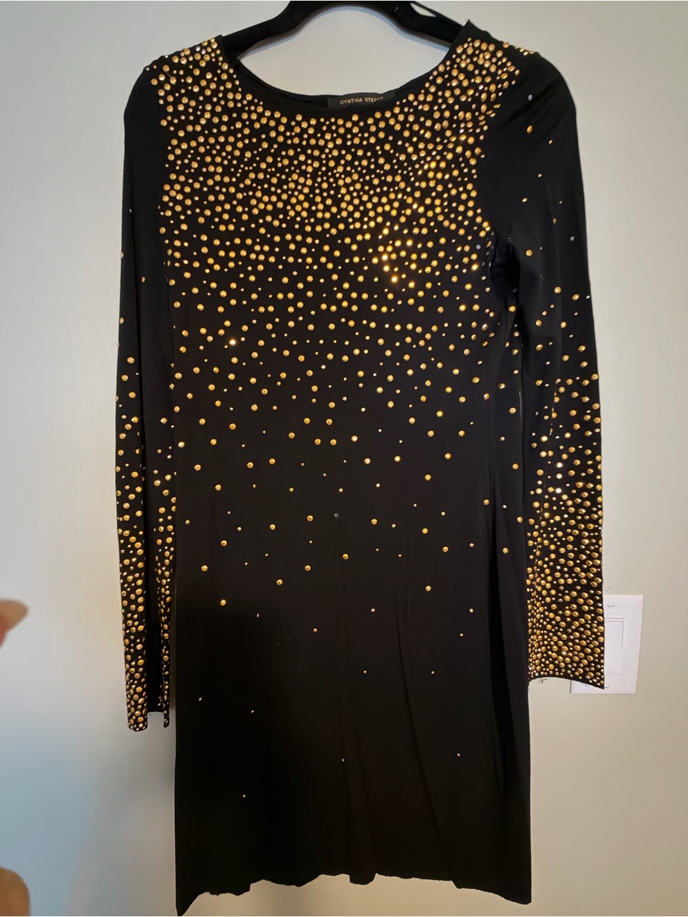 Cynthia Steffe Black Knit Dress with Gold Embellishments